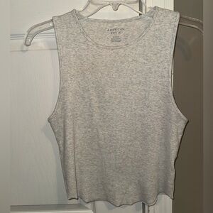 American Eagle Outfitters AE heather Gray high neck daily fave Ribbed Tank Top